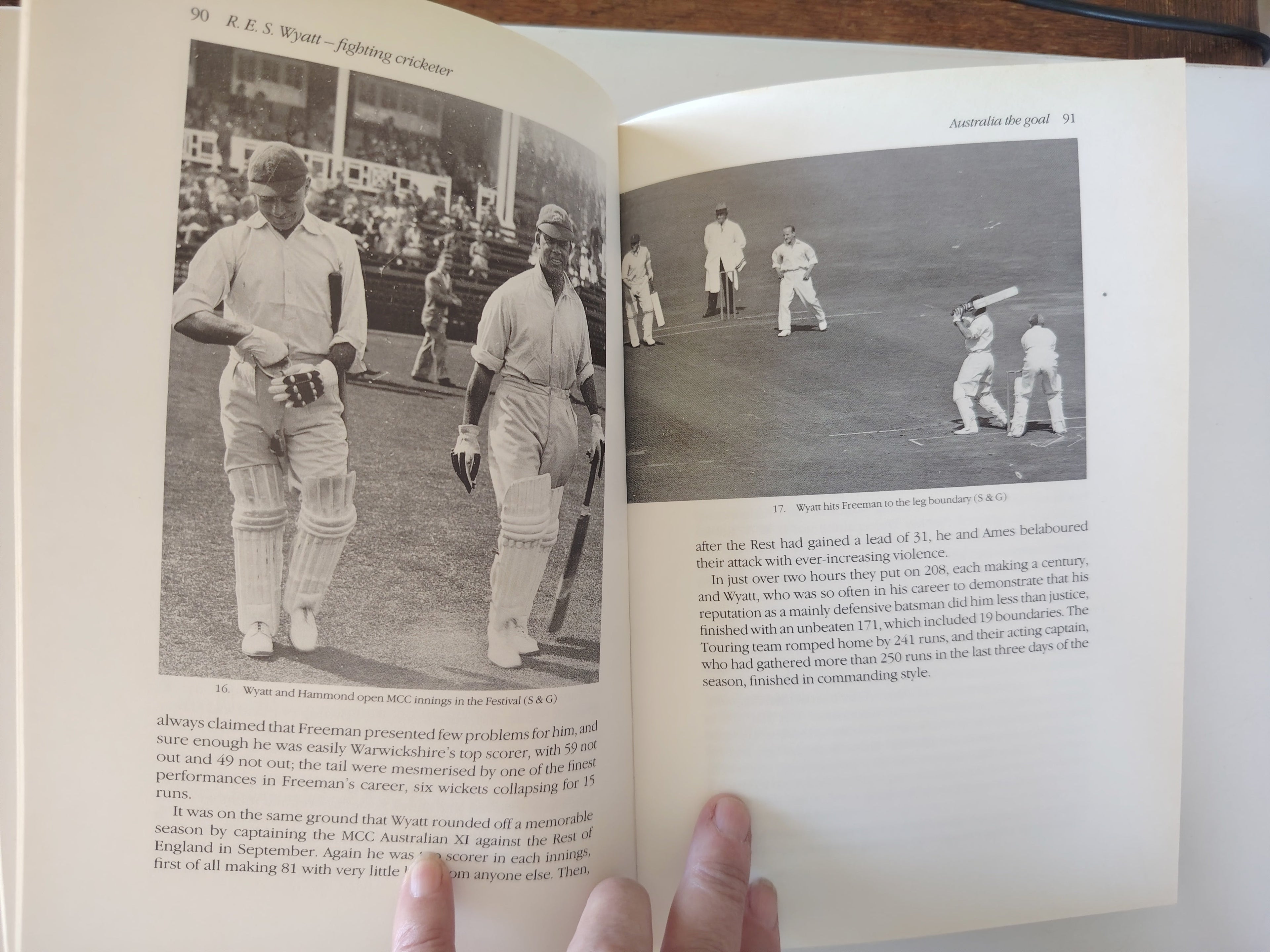 R E S Wyatt fighting cricketer by Gerald Pawle SIGNED by Bob Wyatt and The Author First Edition 1985
