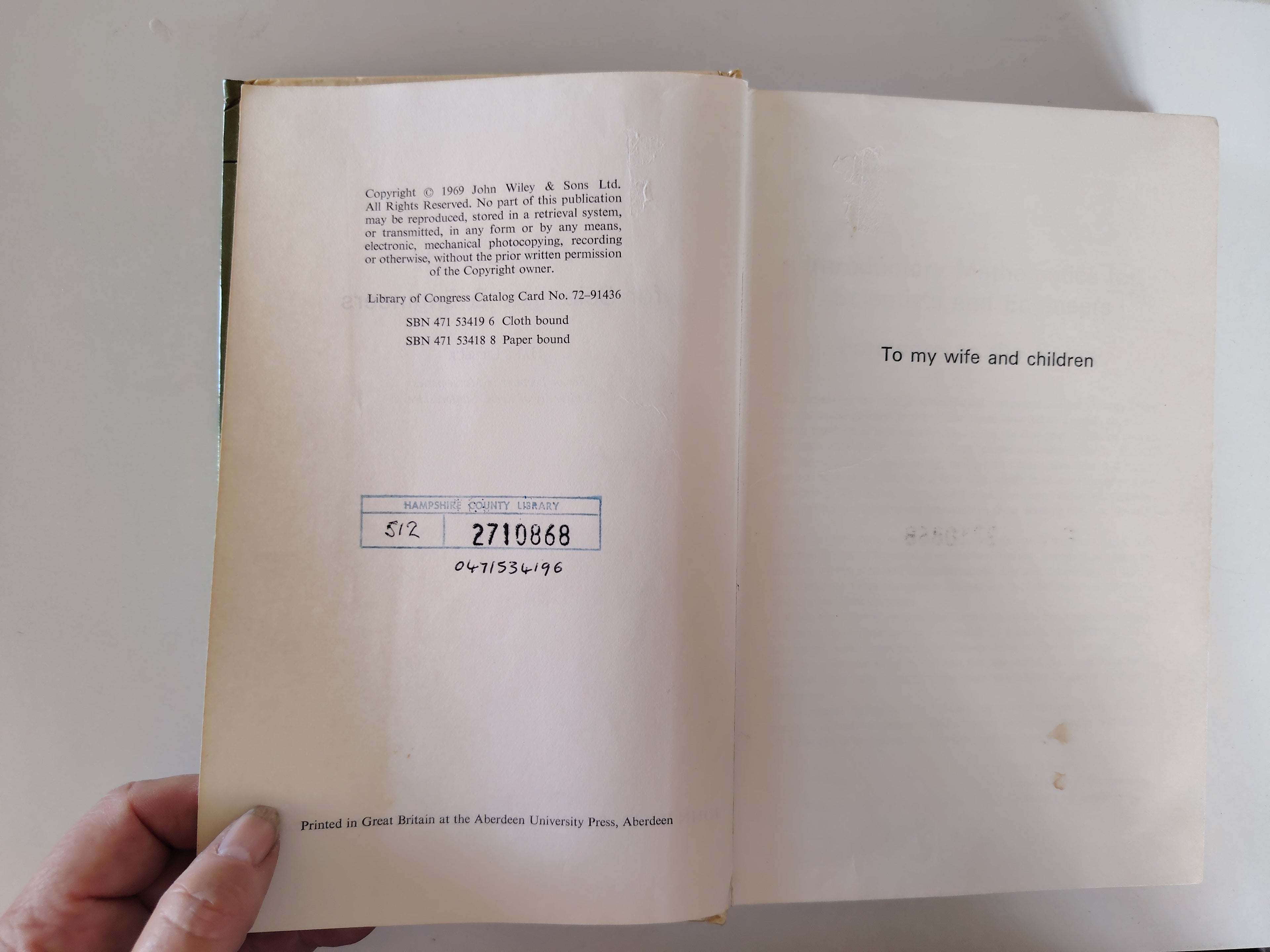 Algebra for Scientists and Engineers Hans Liebeck Ex Library Book from 1969 by John Wiley & Sons