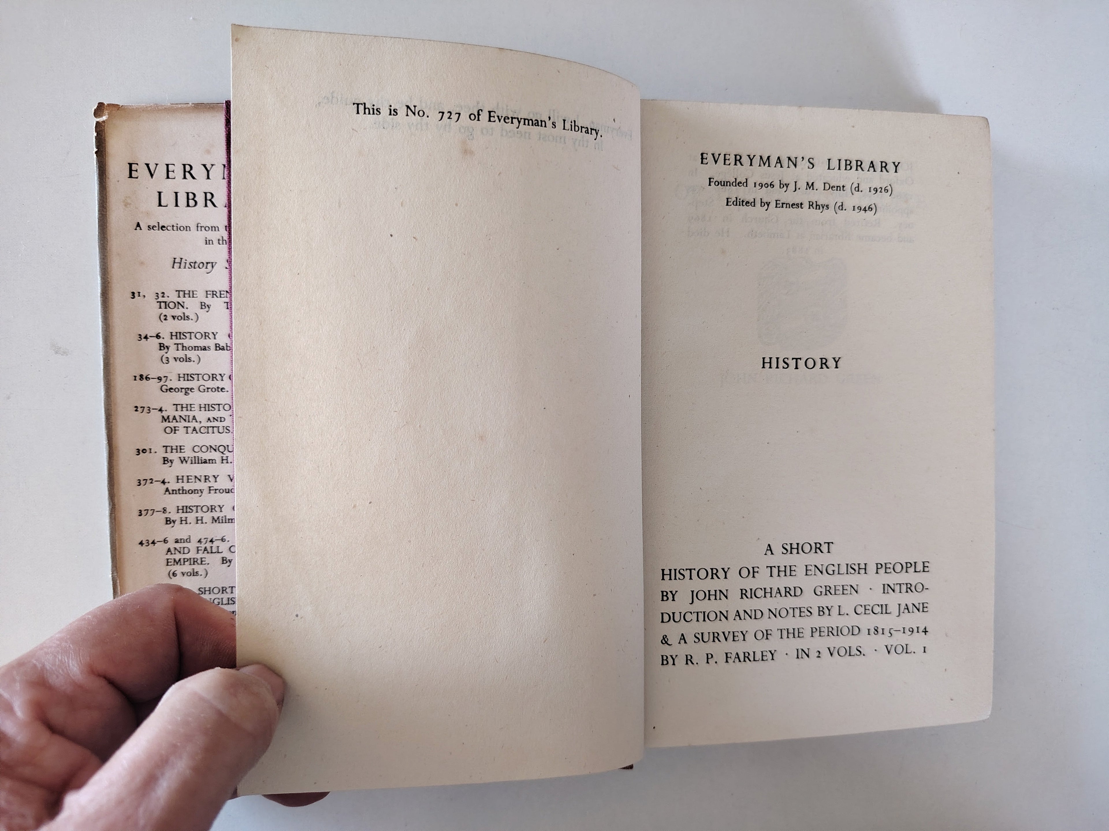 A Short History of The English People Volume One J R Green Everyman's Library 727 1947