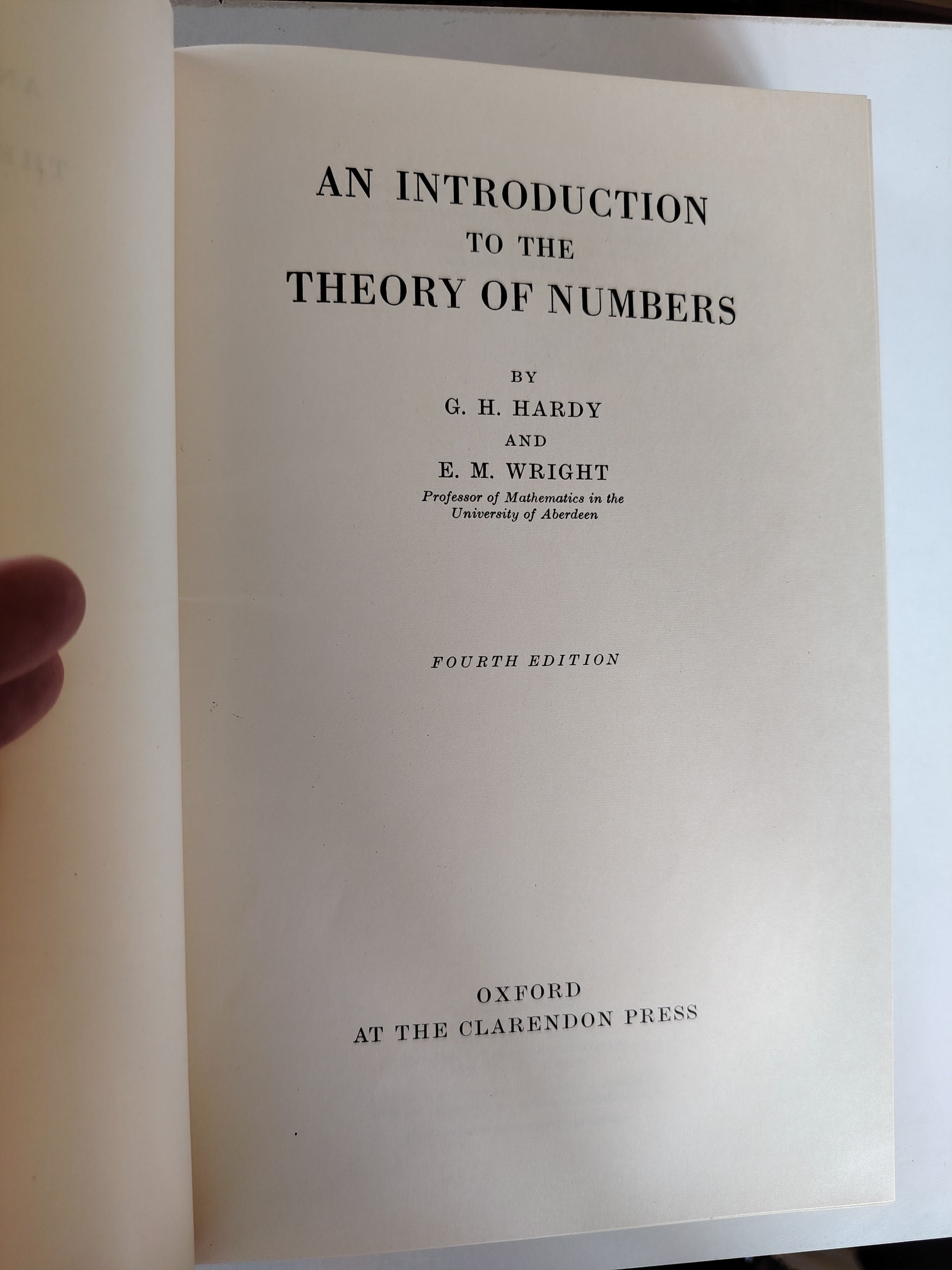 An Introduction to The Theory of Numbers Fourth Edition G H Hardy ad E M Wright Hardback Book from 1960