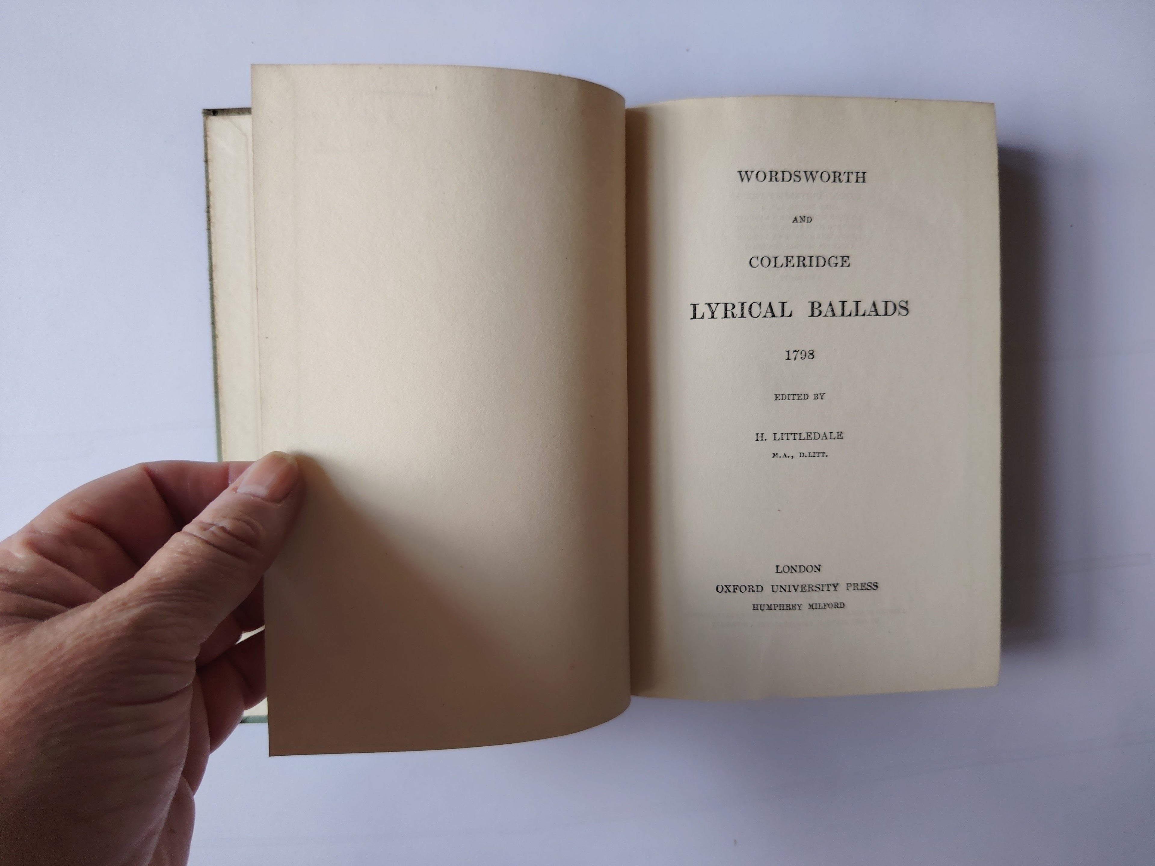 Wordsworth & Coleridge Lyrical Ballads 1798 Edited by H Littledale 1931