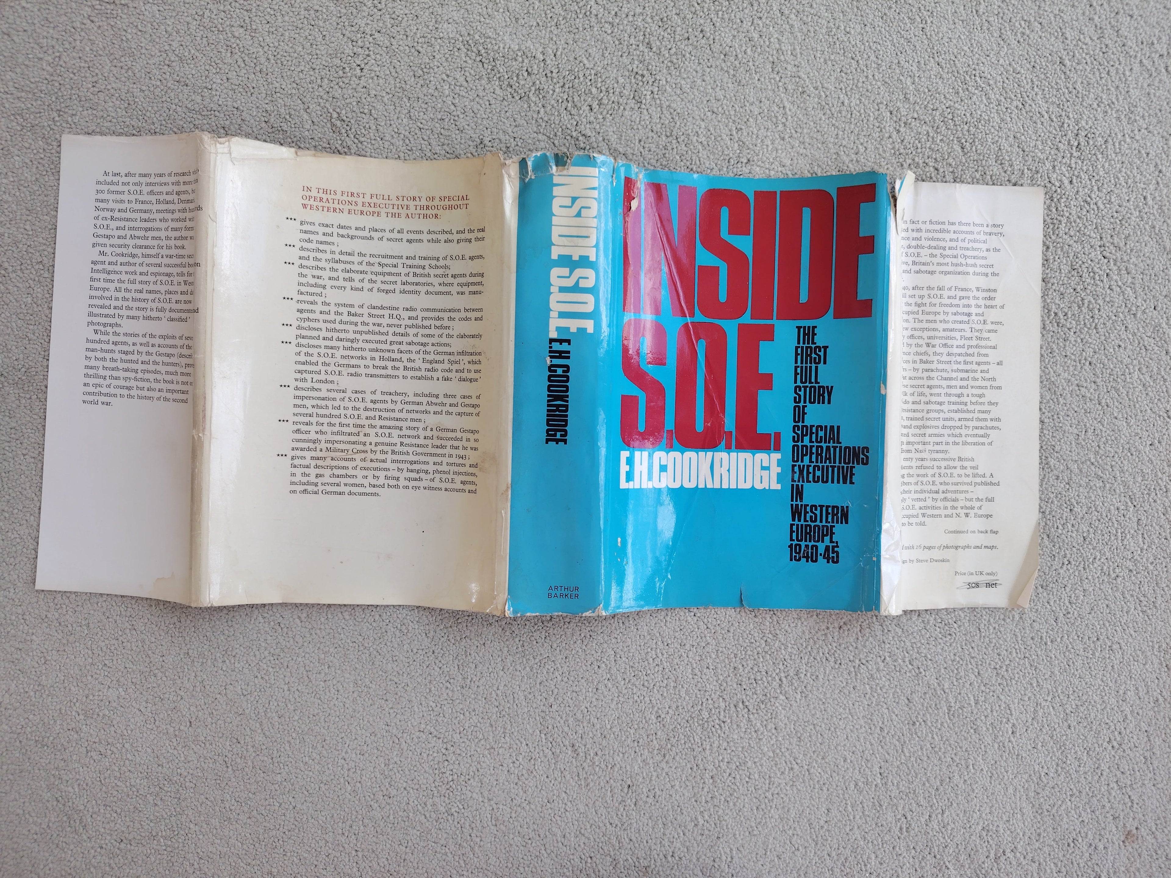 Inside S.O.E. by E H Cookridge The first full story of Special Operations Executive in Western Europe 1940-45 First Edition 1966