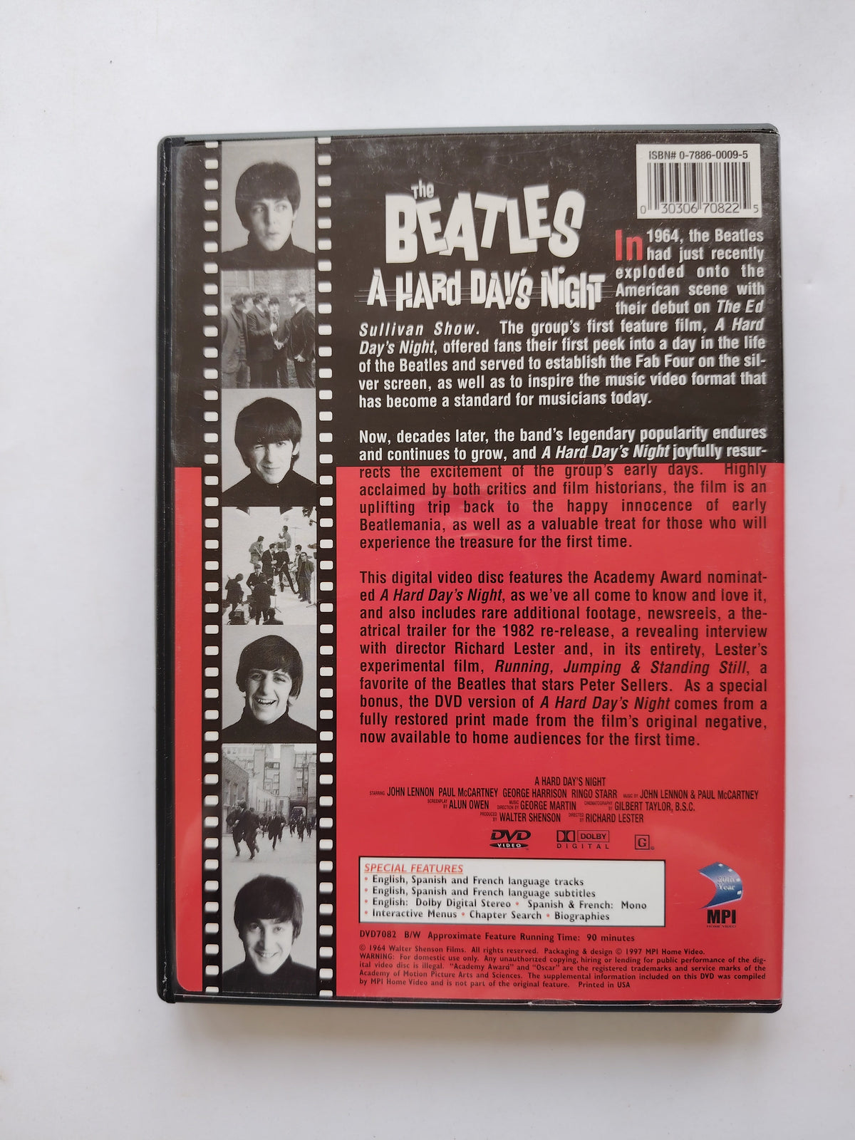 The Beatles A Hard Day's Night DVD 1997 MPI Home Videos ISBN 0788600095