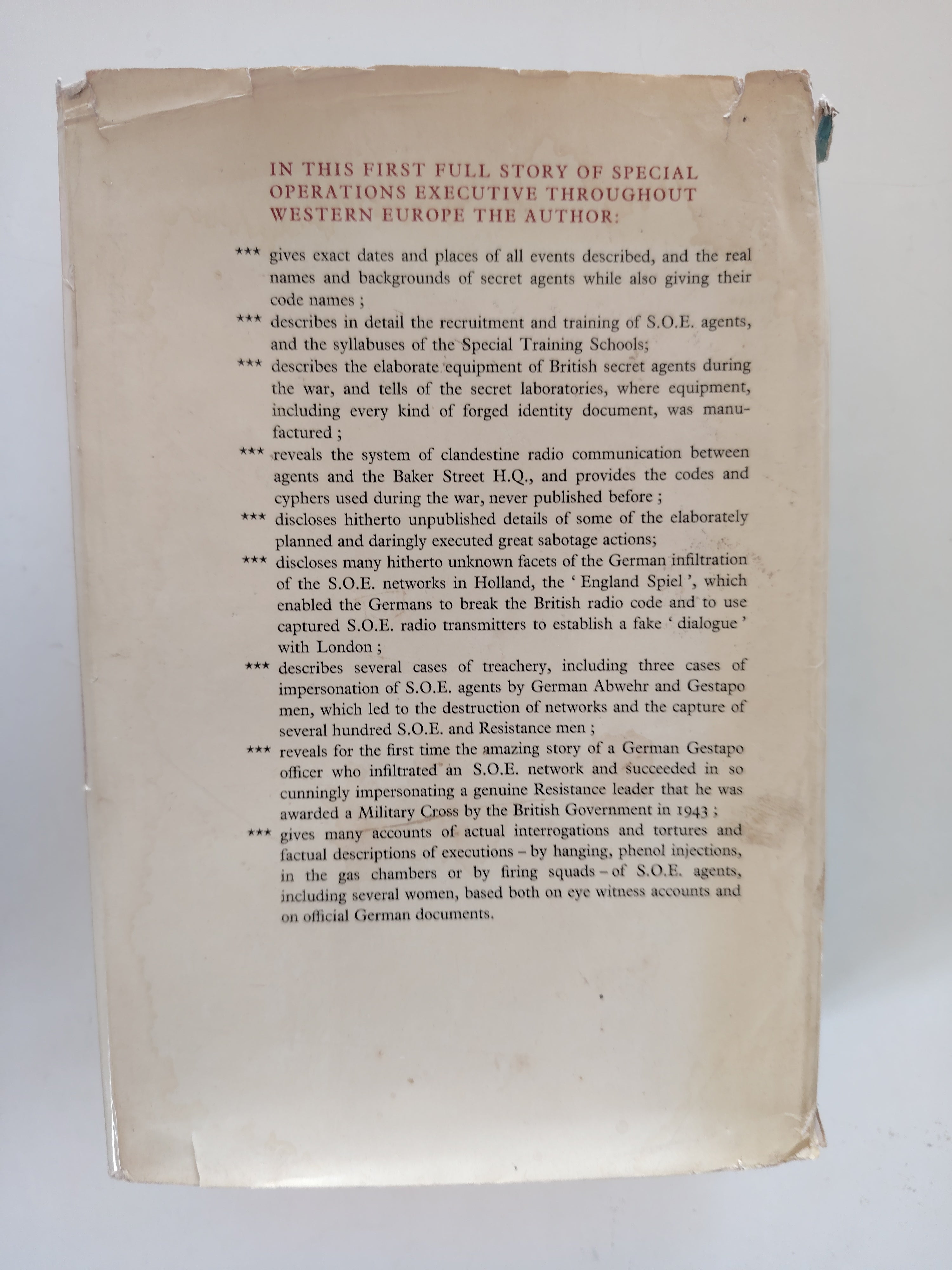 Inside S.O.E. by E H Cookridge The first full story of Special Operations Executive in Western Europe 1940-45 First Edition 1966