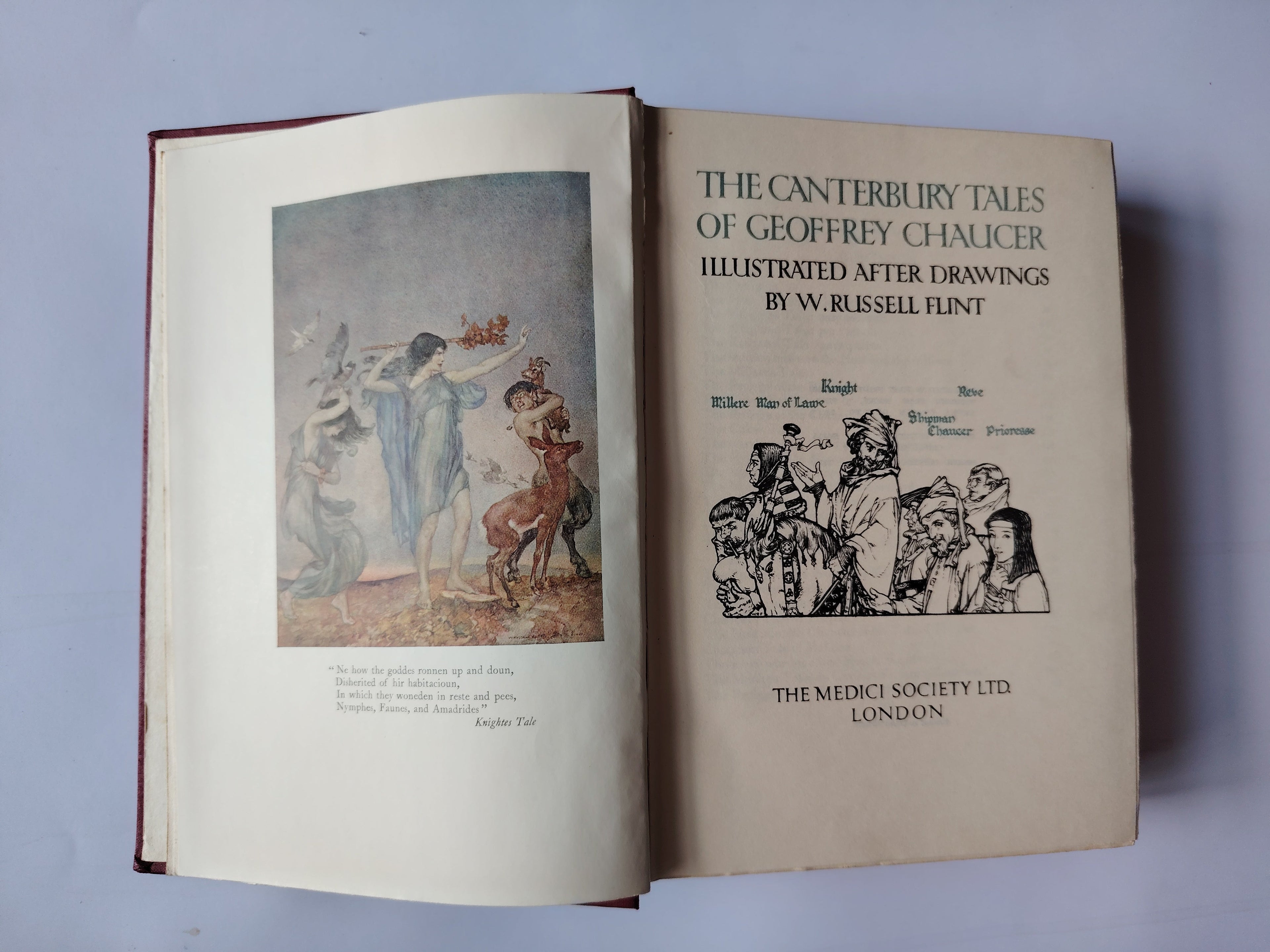 The Canterbury Tales of Geoffrey Chaucer Illustrated After Drawings by W Russell Flint The Medici Society 1929