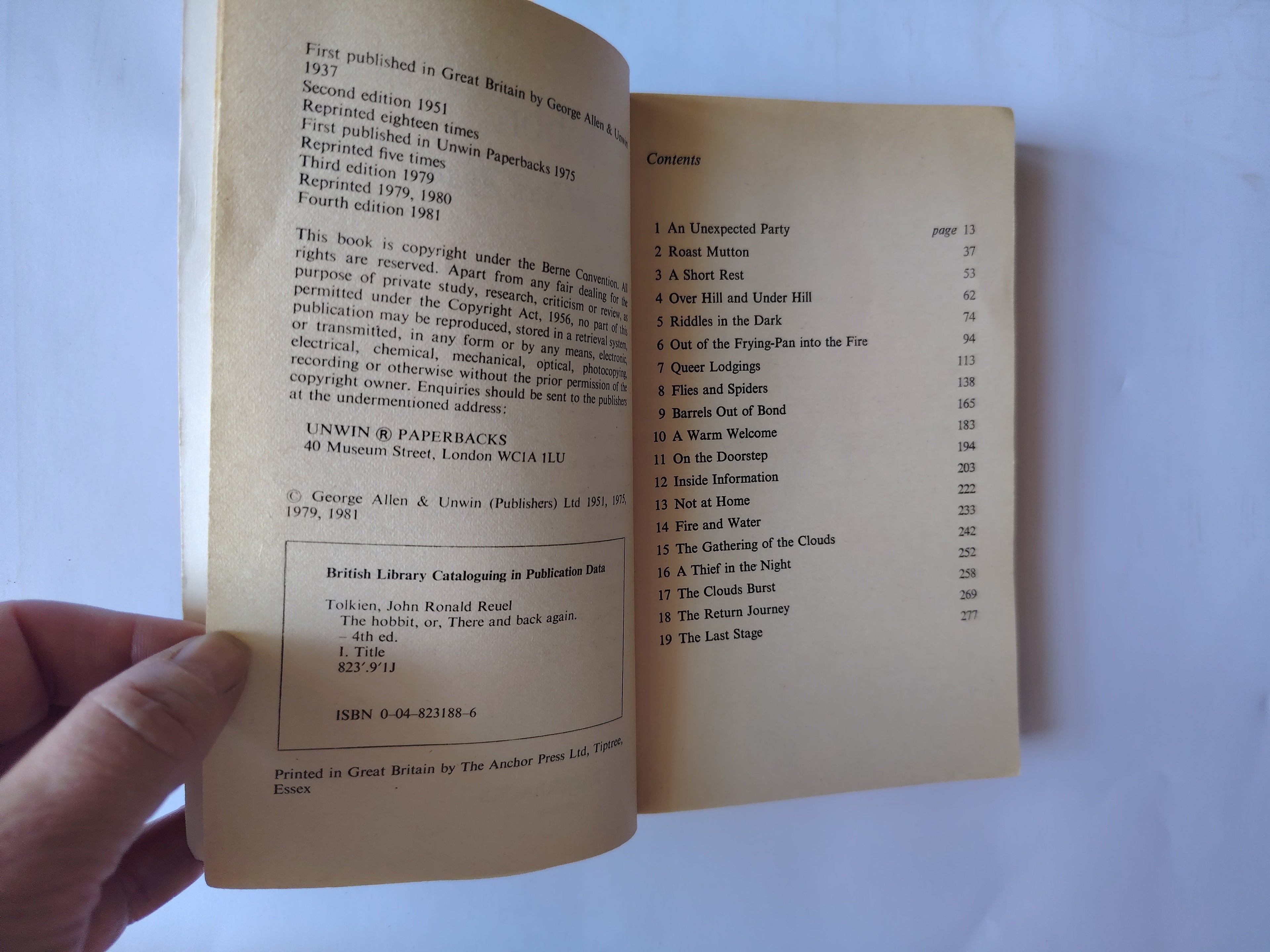 The Hobbit by J R R Tolkien Unwin Paperbacks Fourth Edition 1981