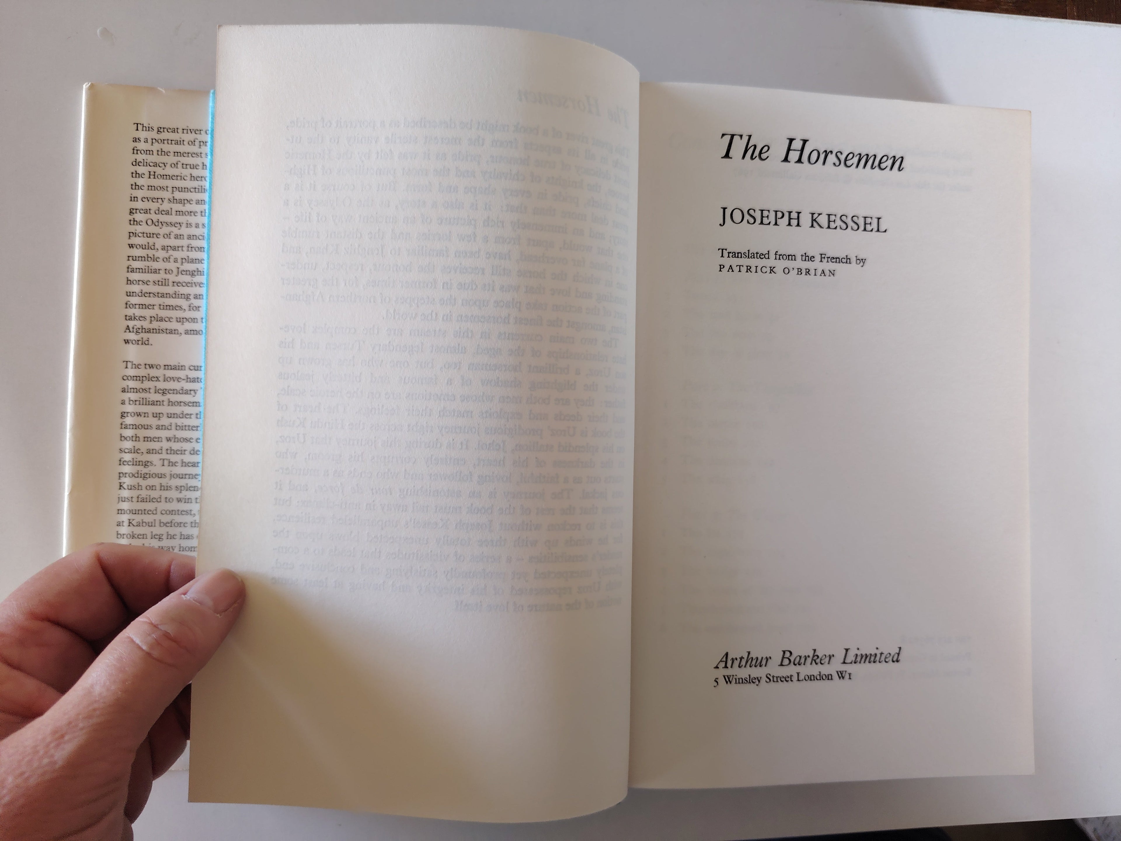 The Horsemen by Joseph Kessel Translated from the French by Patrick O'Brian First UK Edition 1968