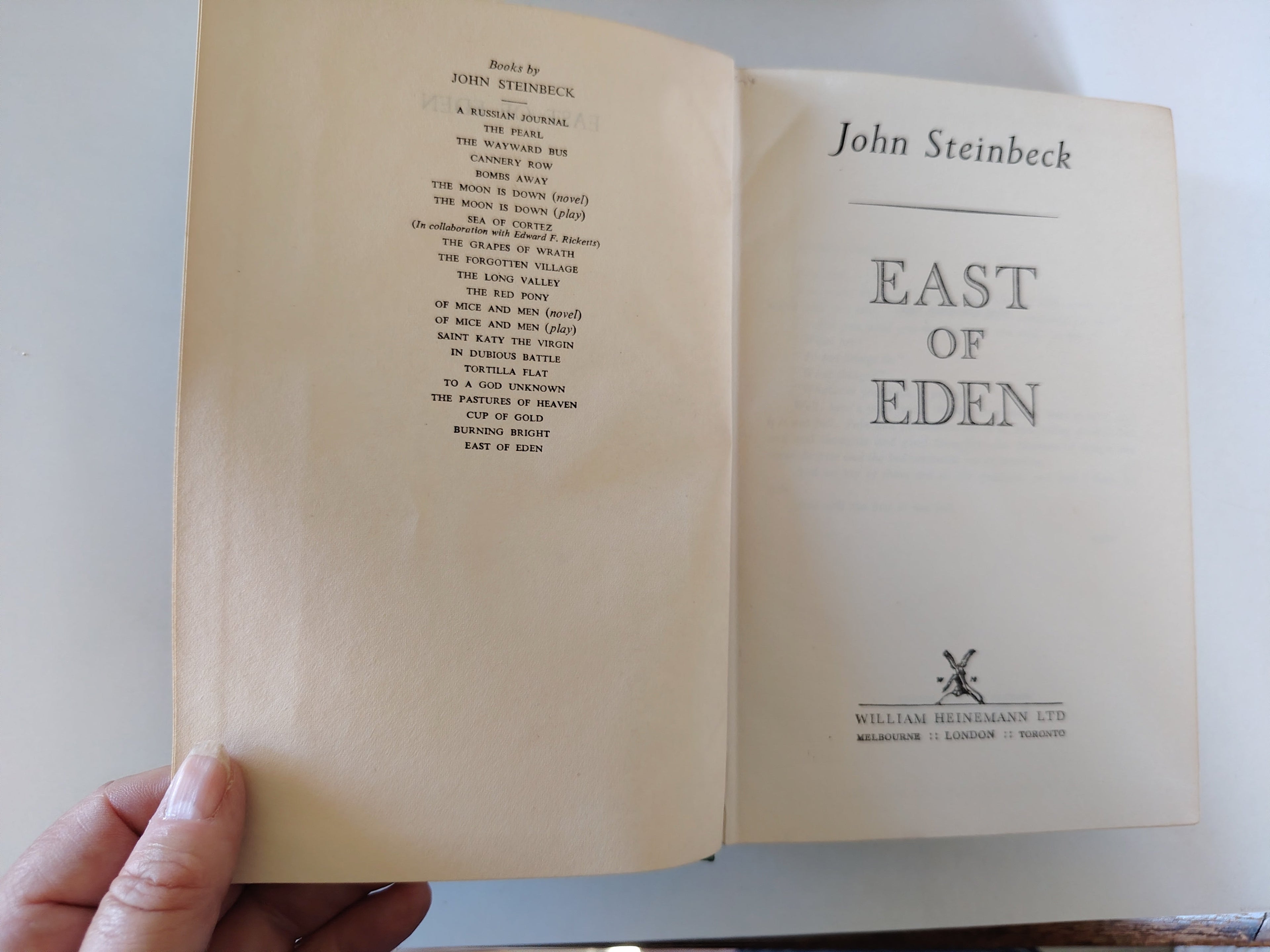 East of Eden by John Steinbeck First UK Edition 1952 With Dustjacket and 'Bite' Error William Heinemann