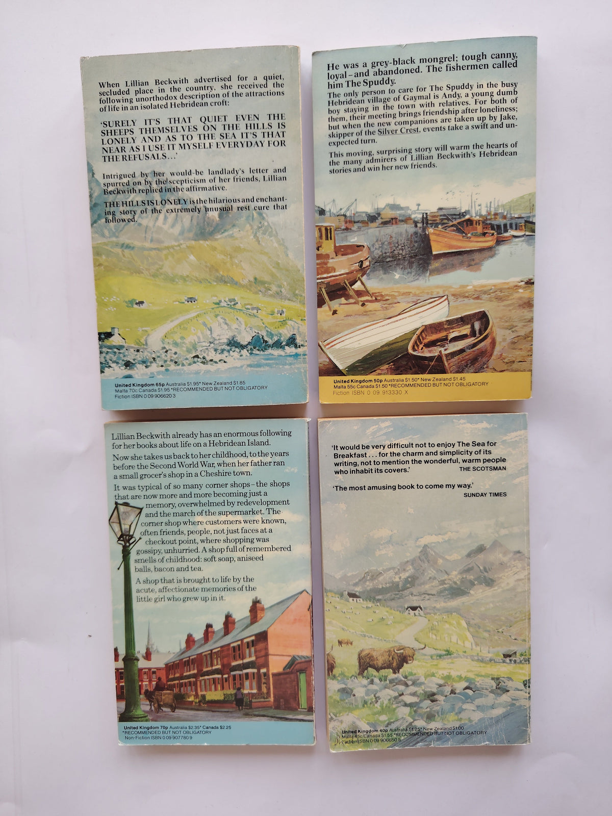 Lillian Beckwith Hebridean Stories: The Spuddy, The Hills is Lonely, About My Father's Business, The Sea for Breakfast  1970s Arrow Books