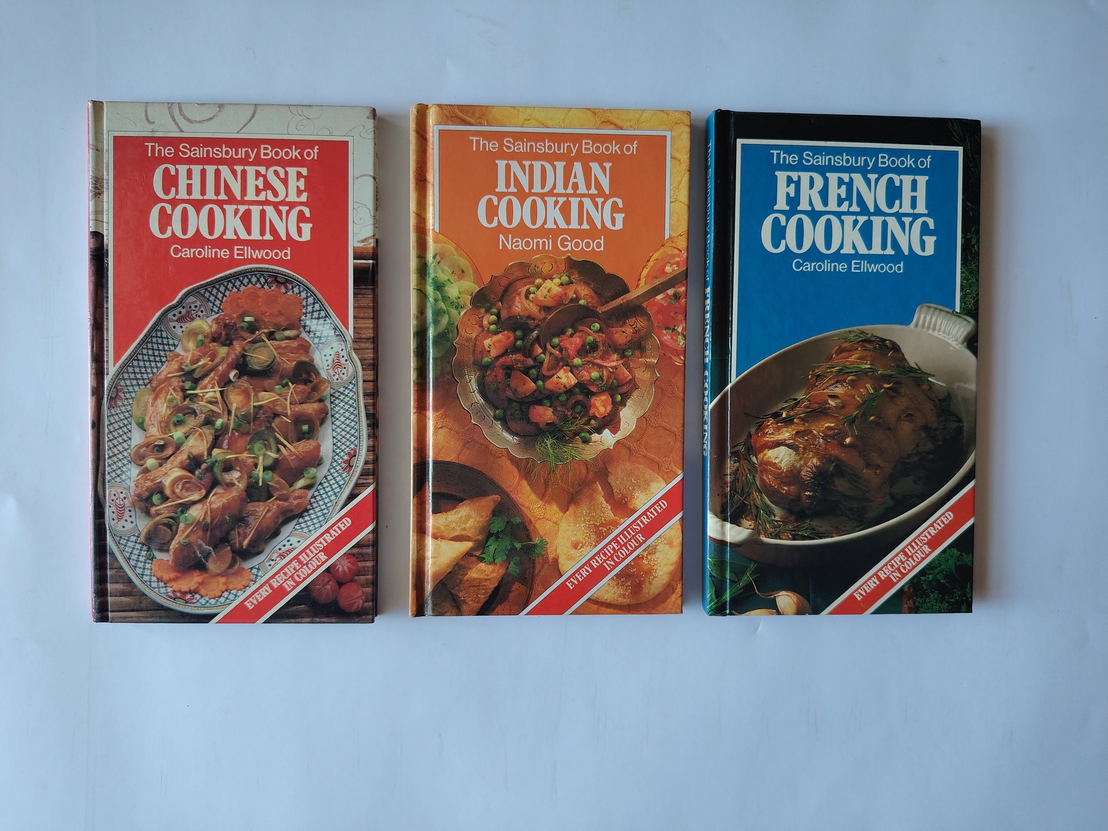 The Sainsbury Book of Chinese Indian French Cooking Caroline Ellwood and Naomi Good 1980s