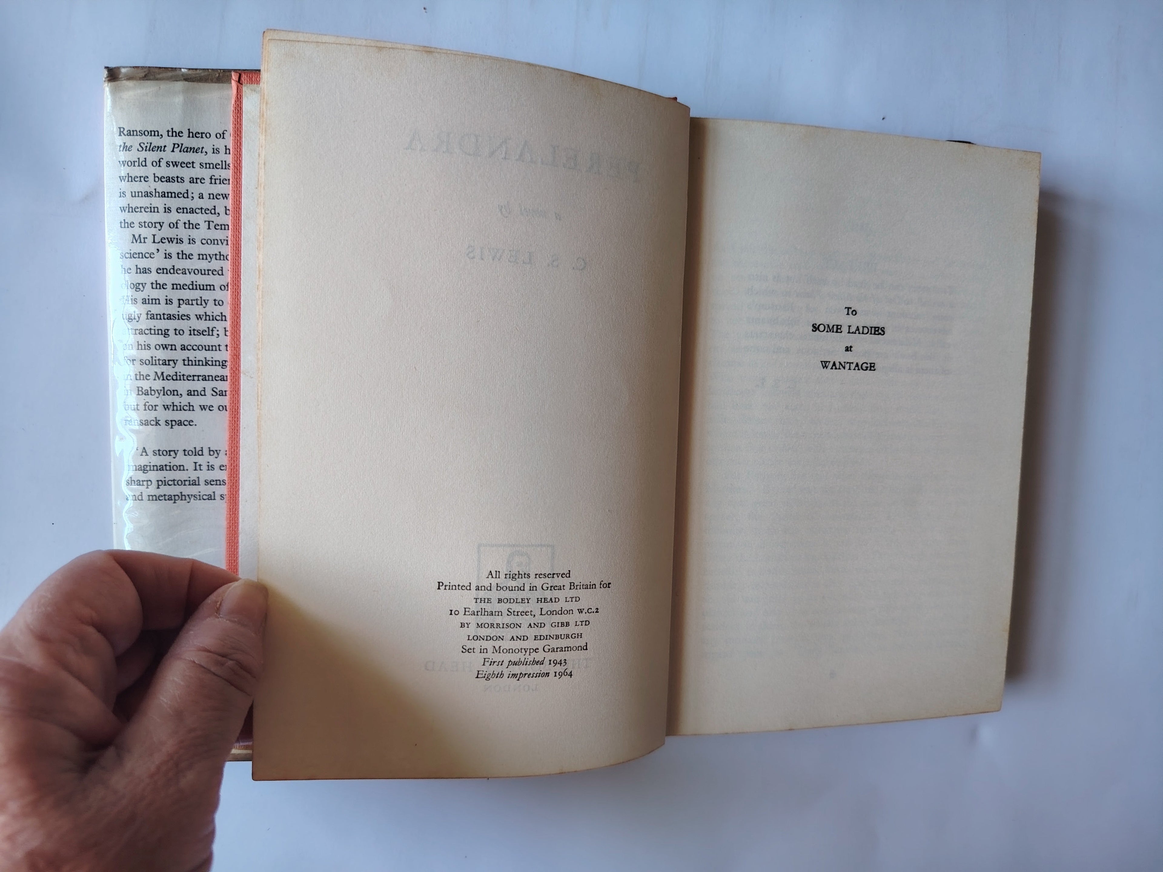 Perelandra by C S Lewis Eighth Impression 1964 A Novel The Bodley Head Hardback with Dustjacket