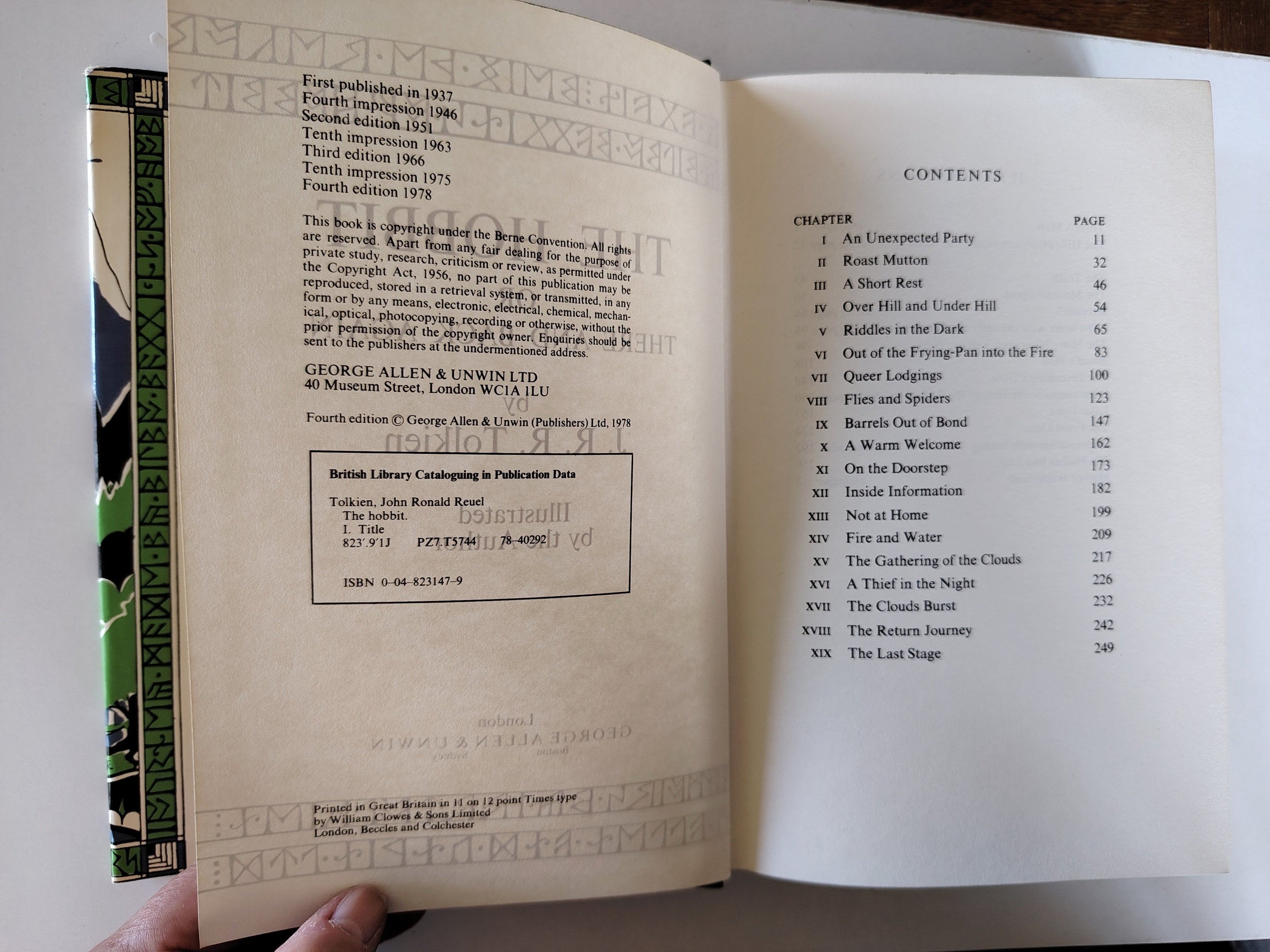 The Hobbit or There and Back Again by J R R Tolkien Illustrated George Allen & Unwin Fourth Edition 1978