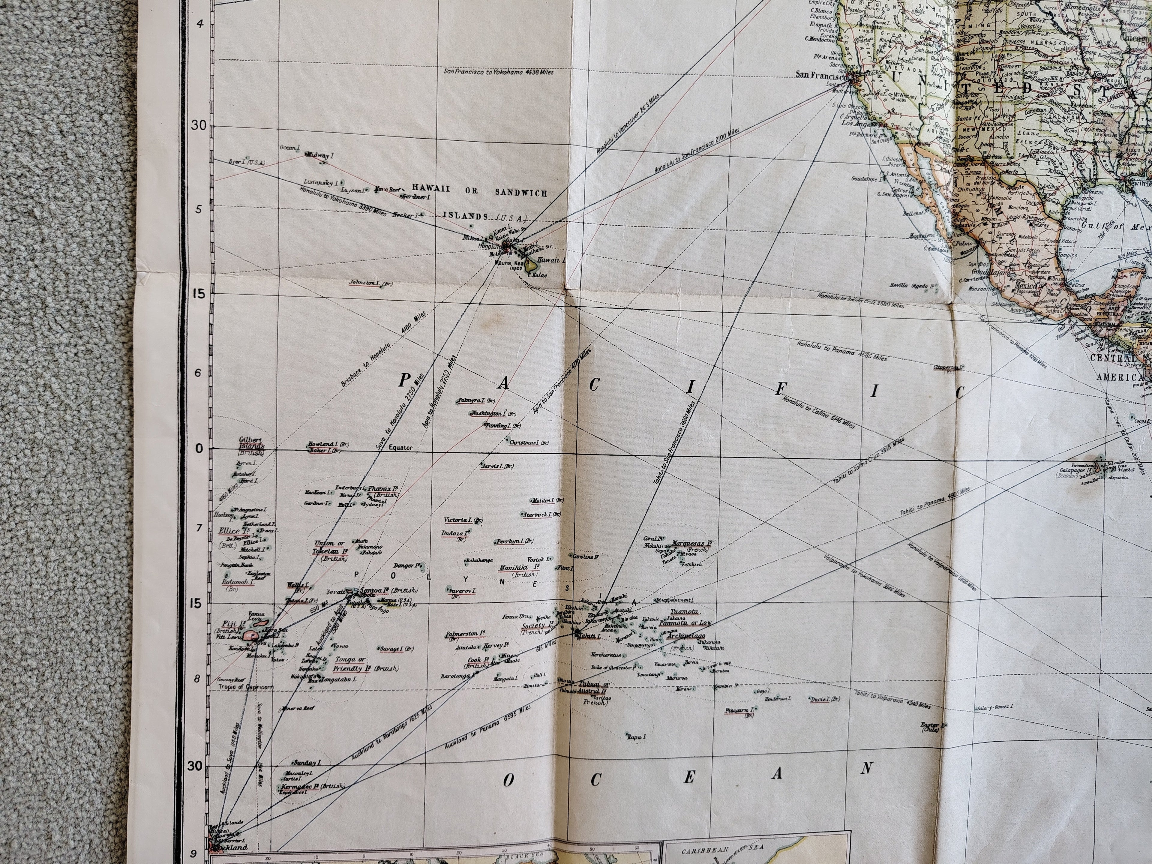 Geographia Commercial & Political Map of the World by Alexander Gross c1920 in Original Cloth Folder