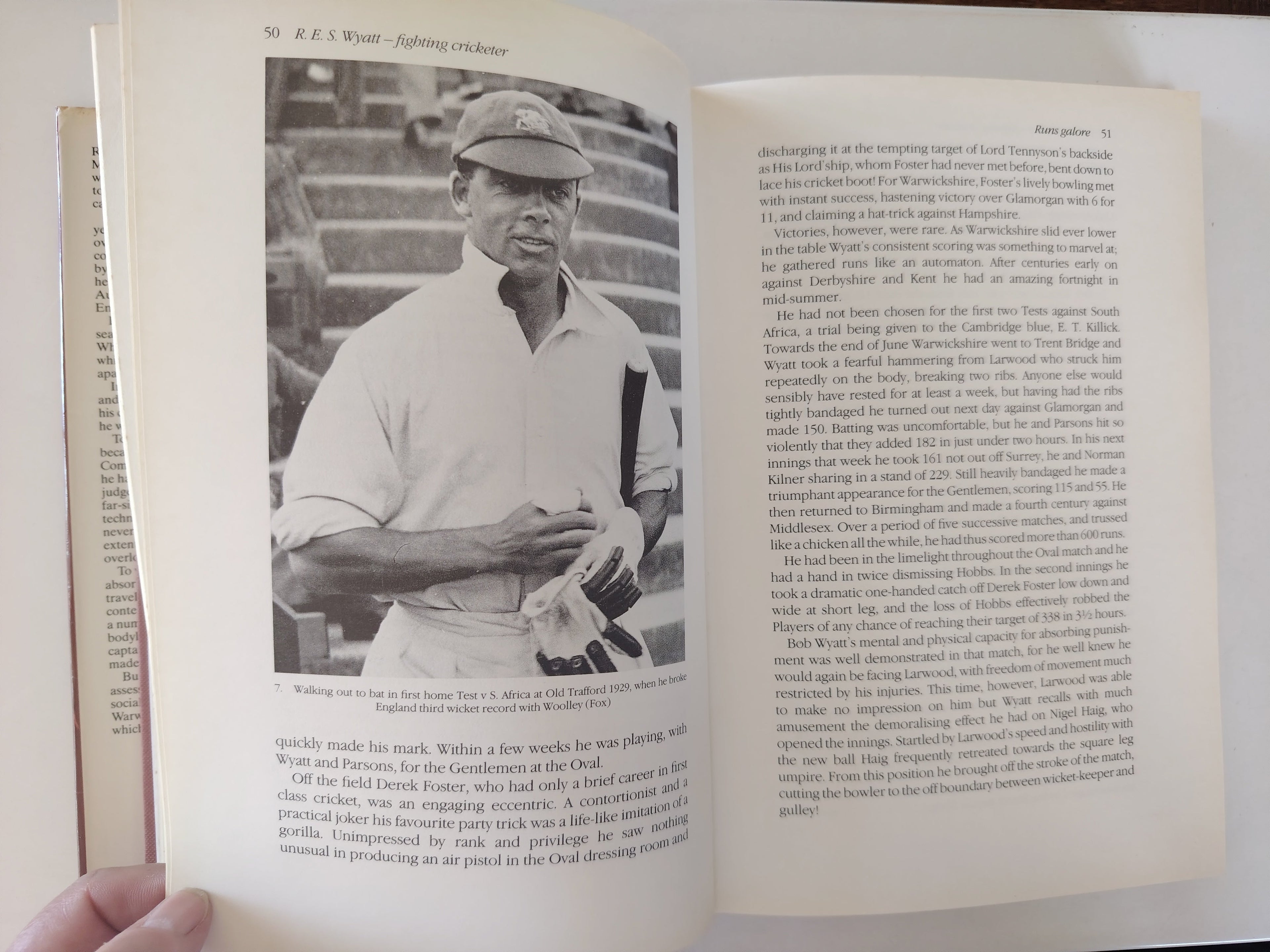 R E S Wyatt fighting cricketer by Gerald Pawle SIGNED by Bob Wyatt and The Author First Edition 1985