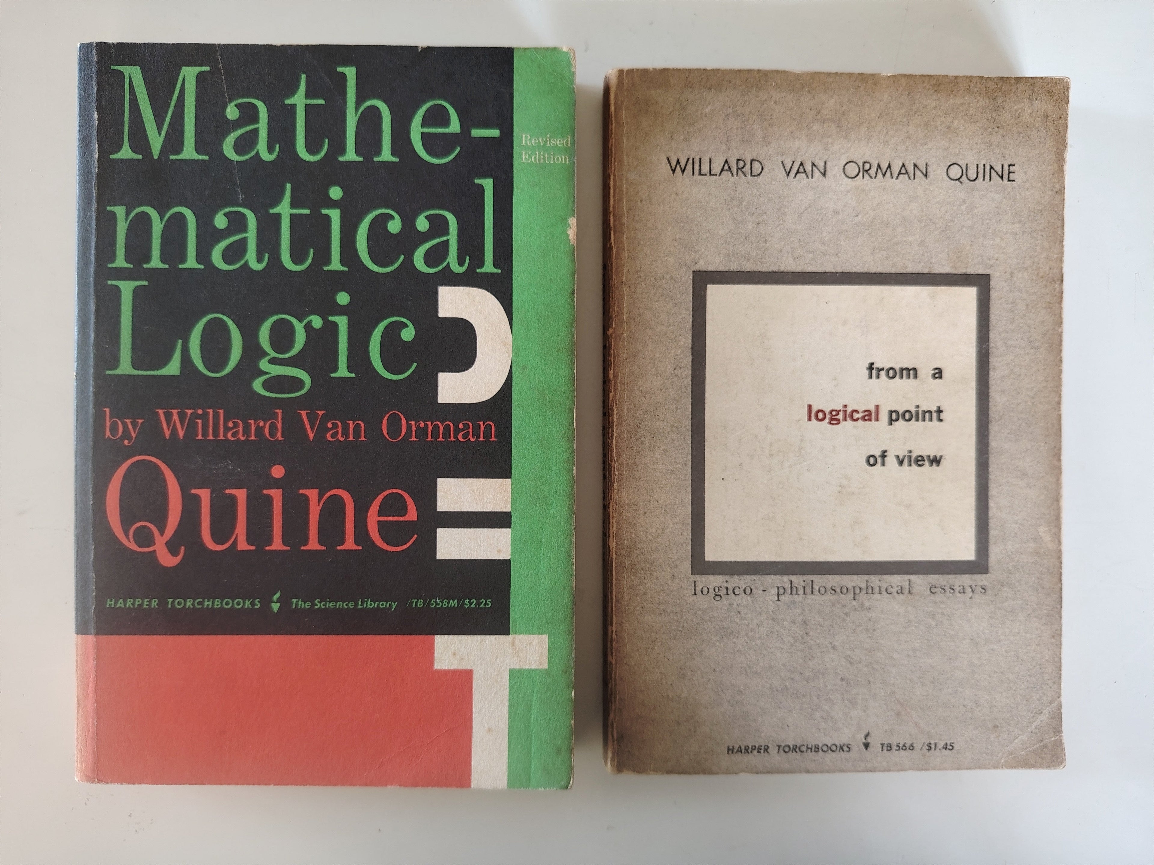 Two Willard Van Orman Quine Paperback Books From a Logical Point of View Logica Philosophical Essays and Mathematical Logic