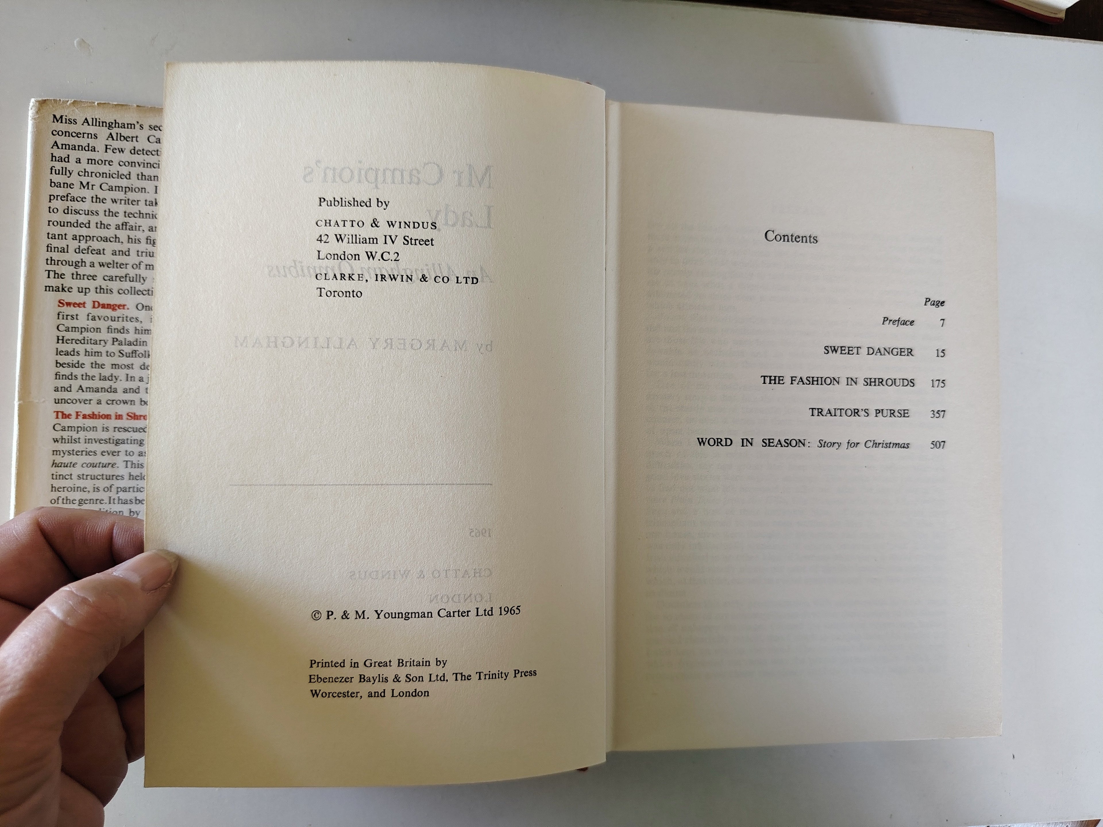 Mr Campion's Lady The Second Allingham Omnibus Margery Allingham First Edition Chatto & Windus 1965