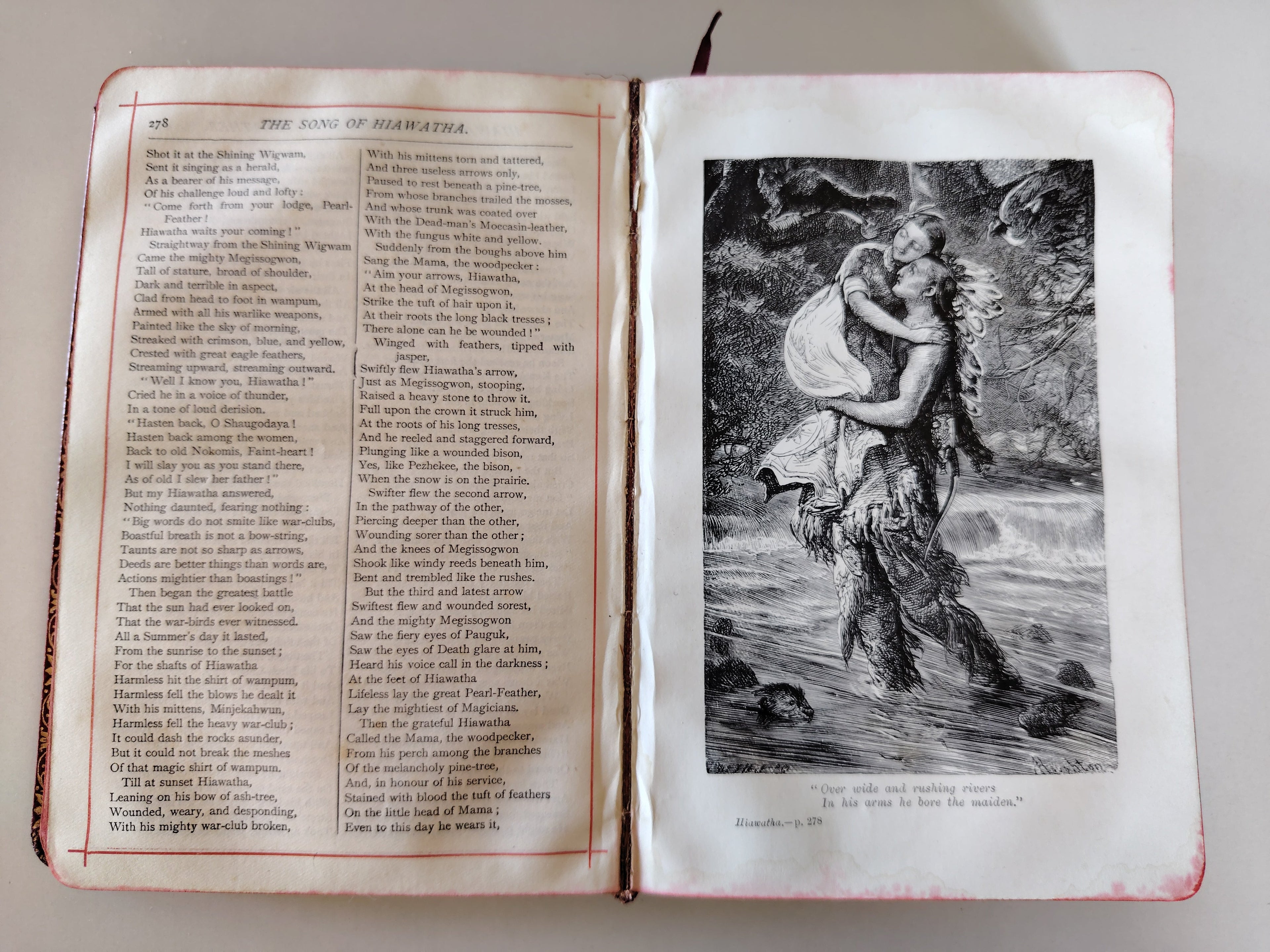 The 'Lansdowne' Poets The Poetical Works of Longfellow with Illustrations and Portrait Red Leather Frederick Warne & Co Undated c1900